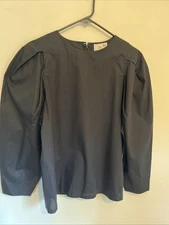 mille resort travel M Black Puff Sleeve Career Church Top