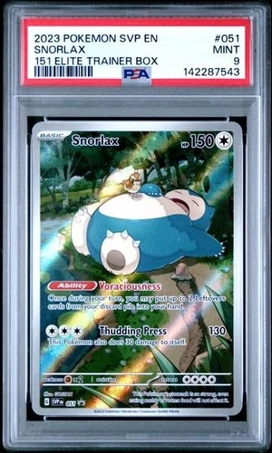 PSA 9 Snorlax 051 Pokemon Scarlet Violet 151 Elite Trainer Box Black Star Promo