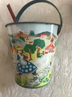 Vintage Children's Pail Nursery Rhyme Theme J. Chein Mother Goose Mary & Shovel