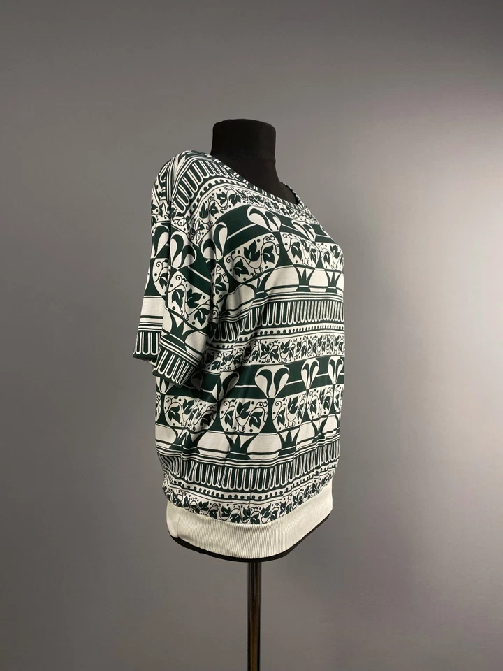 Винтажный VALENTINO студии зеленый белый хлопок блузка туника пуловер размер 44 10 - Изображение 2 из 4