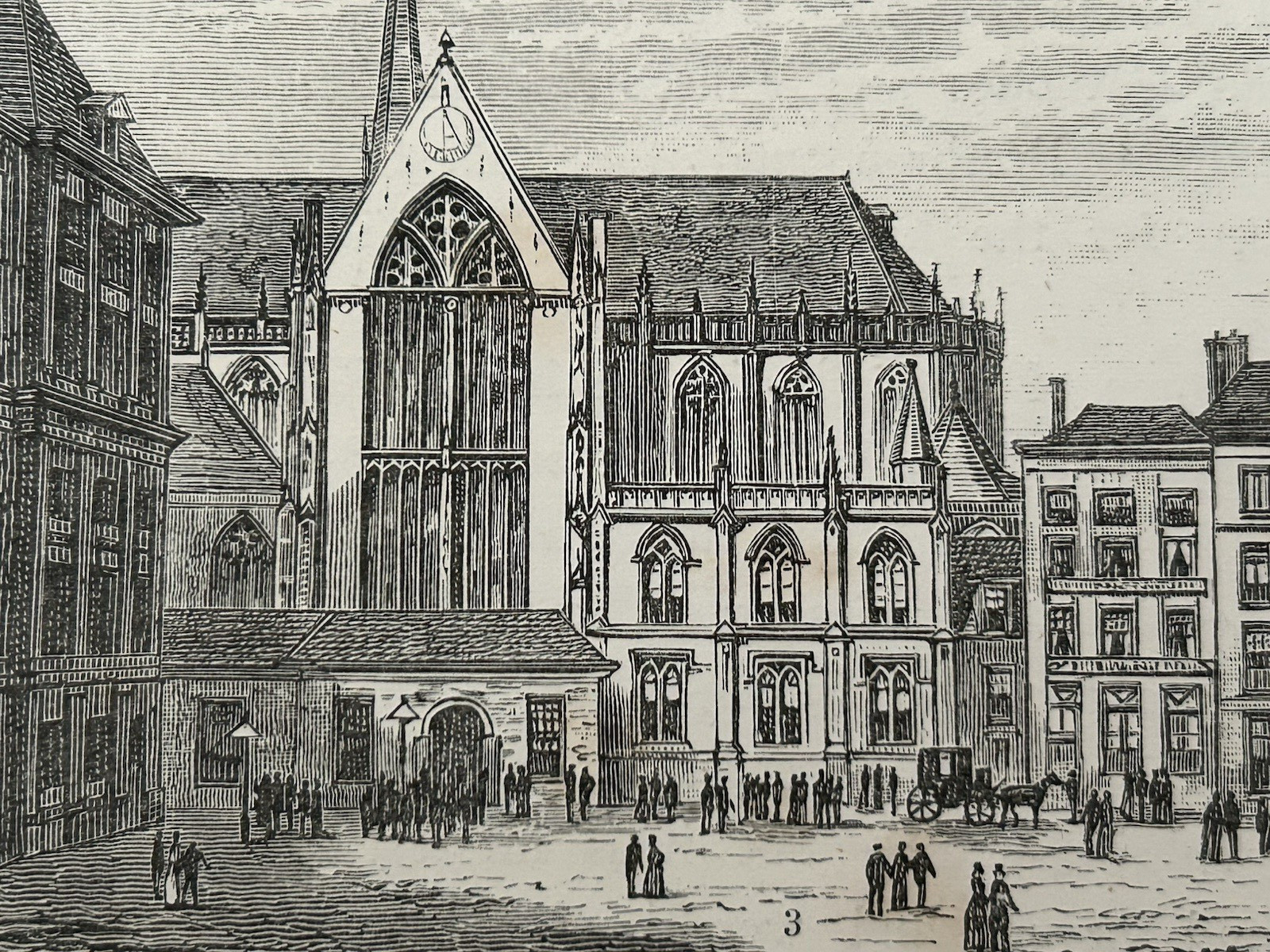 Antique Print 1880 Amsterdam Mint Tower Dam Square Dutch Architecture Engraving