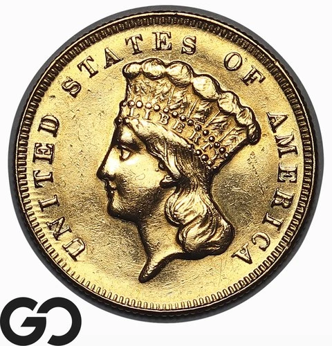 1874-P Three Dollar Gold — photo from the most recent tracked eBay sale