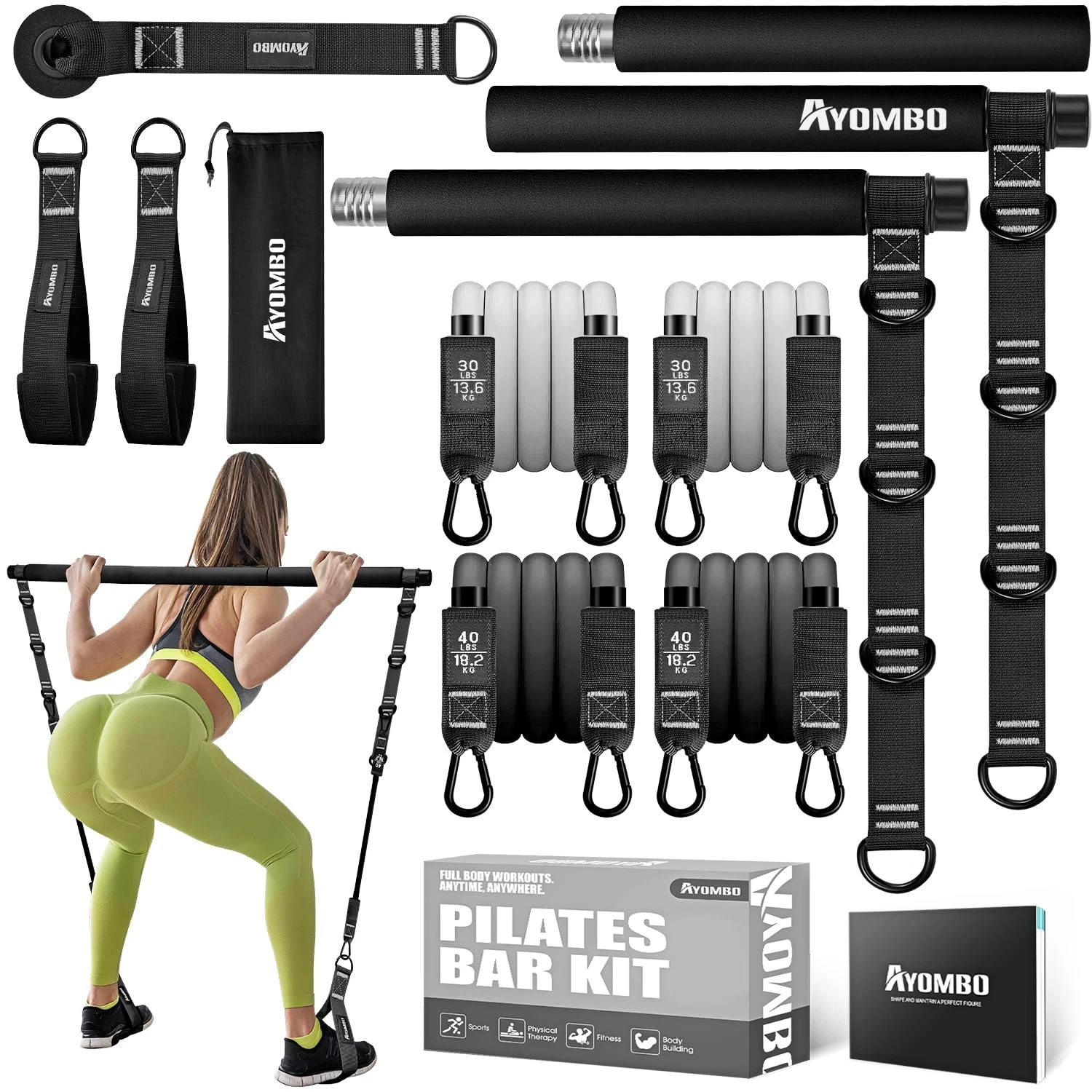 Pilates Bar, Pilates Bar Kit with Resistance Bands, Adjustable
Opens in a new window or tab