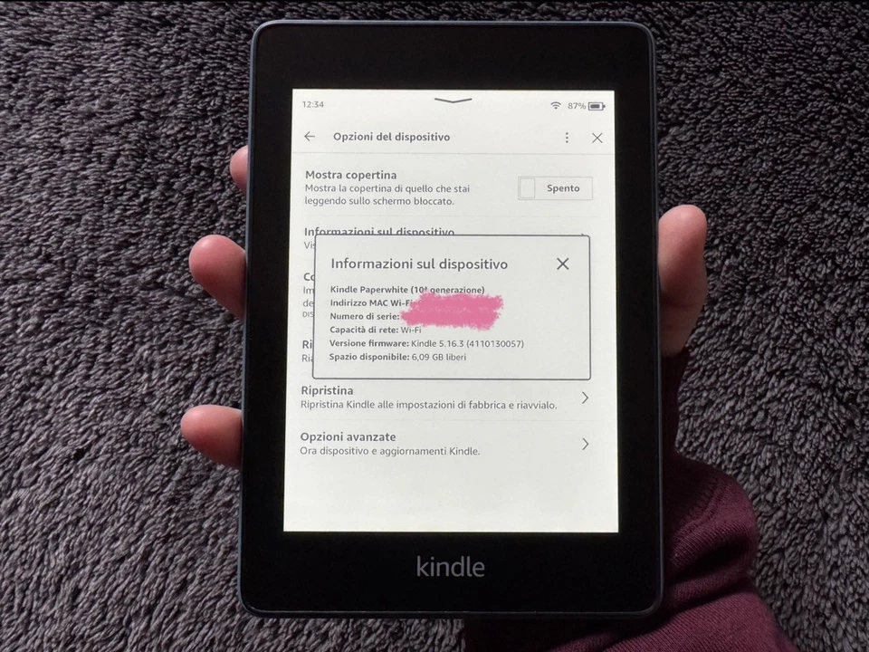 Amazon kindle Paperwhite 10 Th 8GB, Wi-Fi ,6"- Blu - Immagine 4 di 4