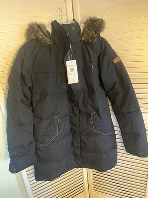 Roxy Ellie Waterproof Hooded Puffer Winter Jacket, Black, Size M #j4c