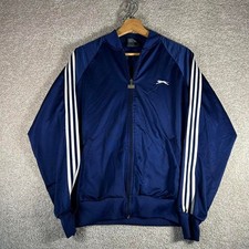 Vintage 80s/90s Slazenger blue and white striped zip up track jacket Size M