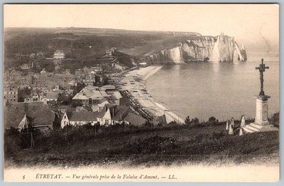 Antique Postcard Falaise D'amont Cliffs Etretat, Fr 1900s