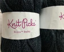 3 Skeins Knit Picks Brava Bulky Yarn 100% Acrylic Black and Hunter Green