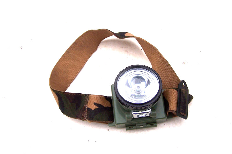 Vintage Battery Operated two way Headlamp adjustable angle Camo strap
