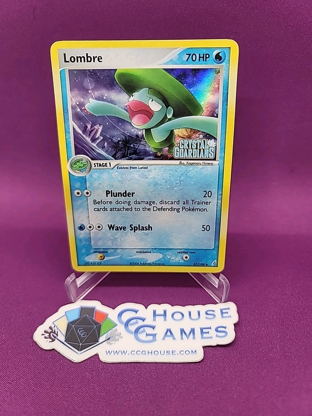 Pokemon Lombre 37/100 EX Crystal Guardians Reverse Holo Stamped NM *CCGHouse*