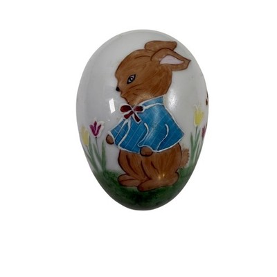 Vintage Hand Painted Ceramic Easter Egg Set 4pc Signed D. Fricke Bunny Duck