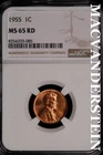 1955 Lincoln Wheat Cent- NGC-MS65 RD Gem Brilliant Uncirculated Luster #SLM331
