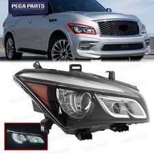 For 2014-2017 Infiniti QX80 Full LED Headlight Headlamp w/AFS Passenger Side New