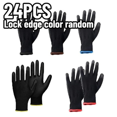 #ad WOLF Ultra Thin Black Work Gloves Polyurethane Palm Coated Nylon Shell 12 Pairs $6.99