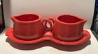 Homer Laughlin Fiesta Ware Creamer & Sugar with and Tray Scarlet Red