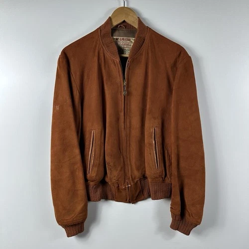 Vintage 1960s McGregor Suede Leather Bomber Jacket Brown Tan Men's Size 40 - product listing photo