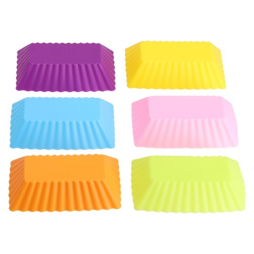 Eco Friendly and Easy to Clean Cake Baking Mold 6PCS Silicone Rectangle