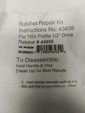 NEW Craftsman 1/2" Ratchet Repair Kit 43439 ONLY fits 44996 USA made ratchets