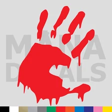 Bloody Handprint Vinyl Die Cut Decal Sticker - Horror Zombie Hand Blood Paint