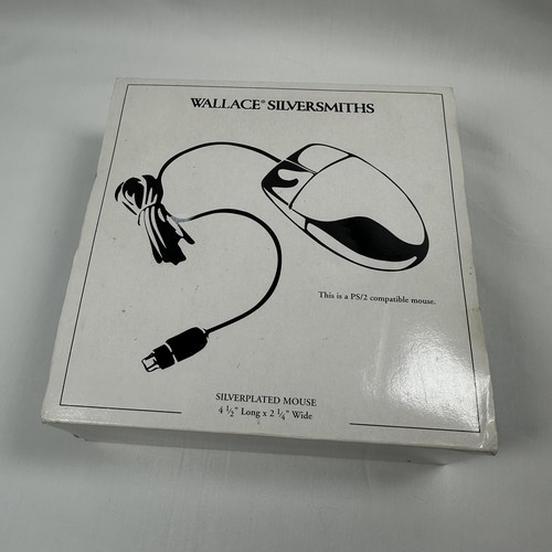 Wallace Silversmith Silver Plated 2-Button PS/2 Mouse MUO6P Blue Velvet Box 90s - Picture 8 of 10