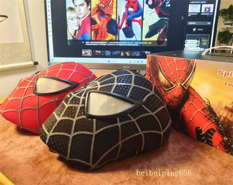 La primera máscara de hombre araña Toby Maguire tocado película disfraces Halloween hecho a mano Foto 3 de 4