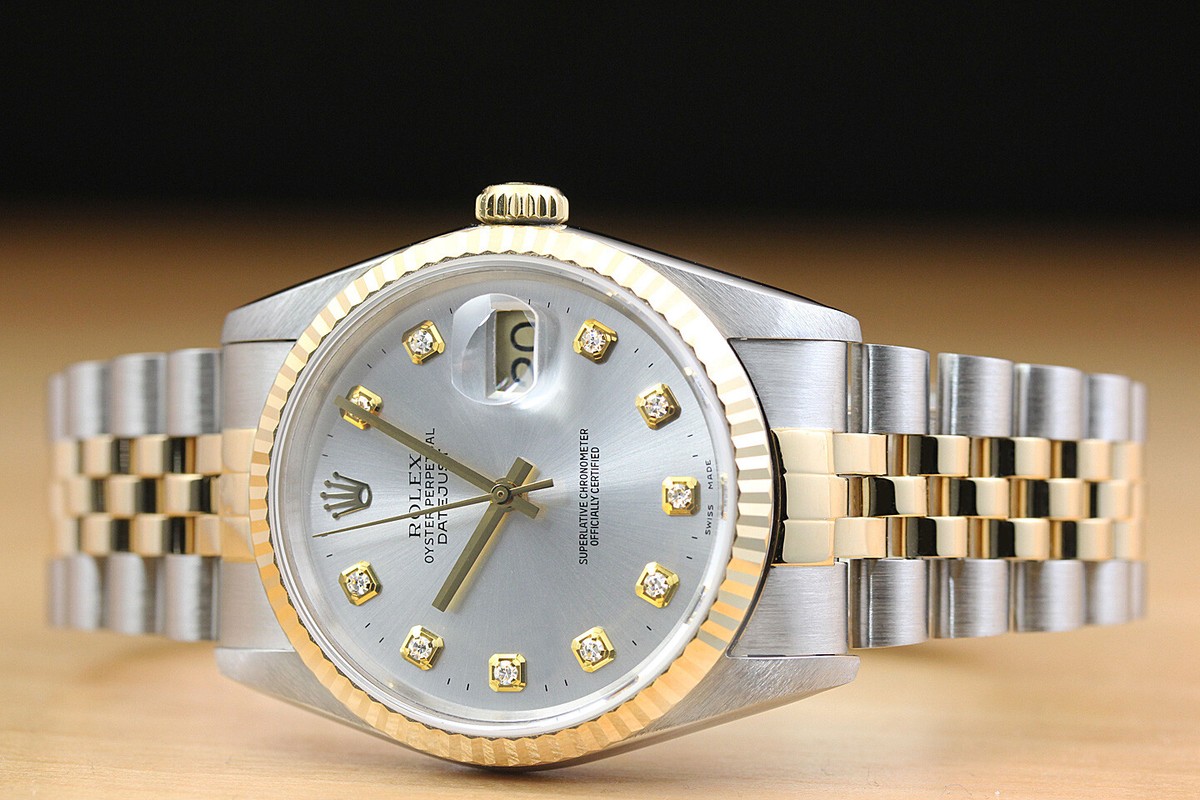 ROLEX MENS DATEJUST 16233 2-TONE 18K GOLD STAINLESS STEEL QUICKSET