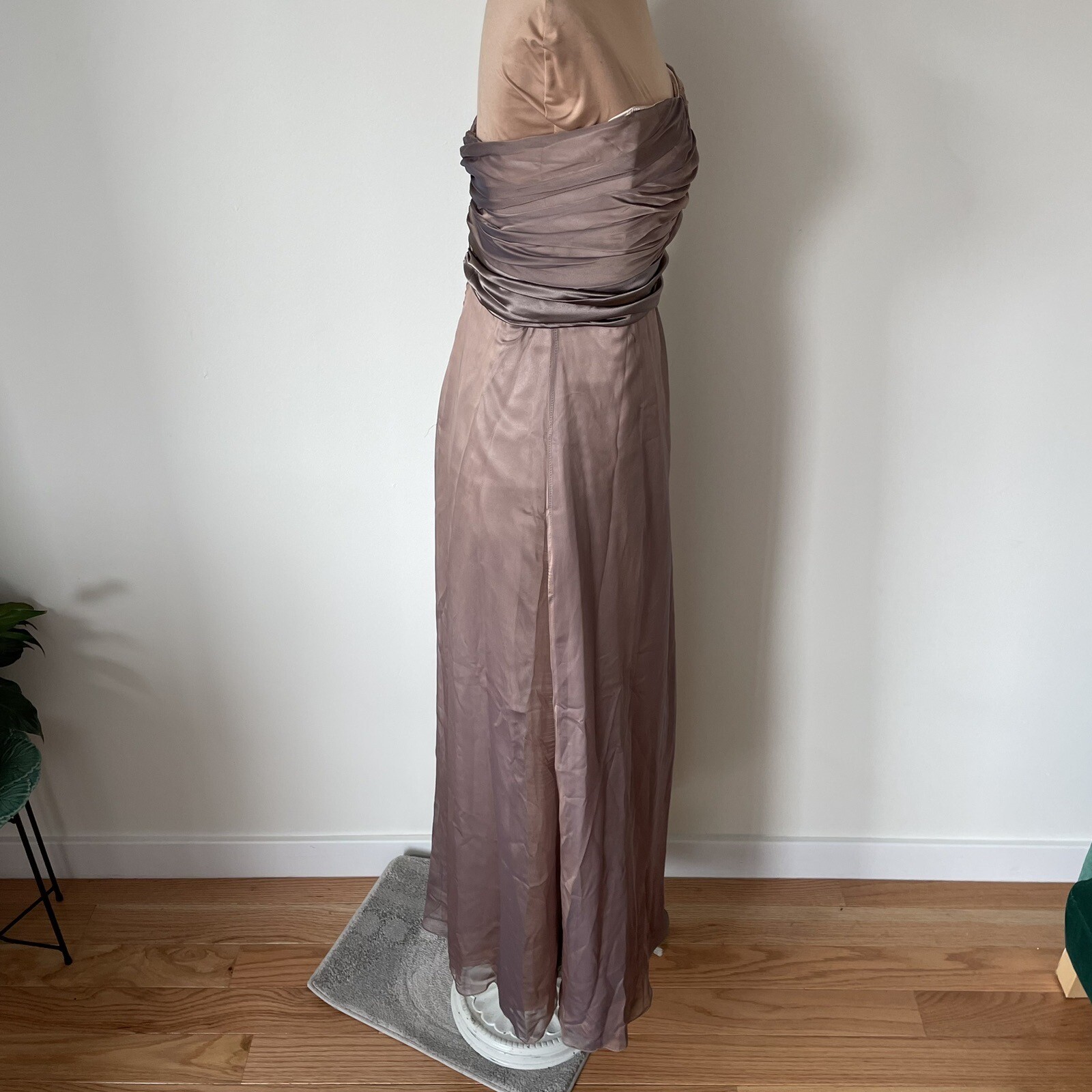 Metallic Light Brown Silk Strapless Fully Lined C… - image 4
