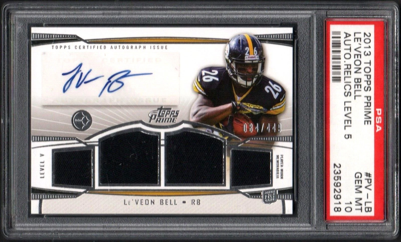 Le'Veon Bell Topps Prime Autographed Relics Level 5 #PVLB Base