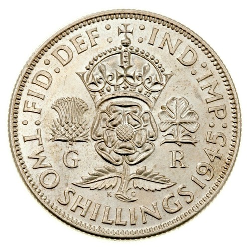 1945 Great Britain Florin (2 Shillings) BU Condition KM 855 - Picture 2 of 3