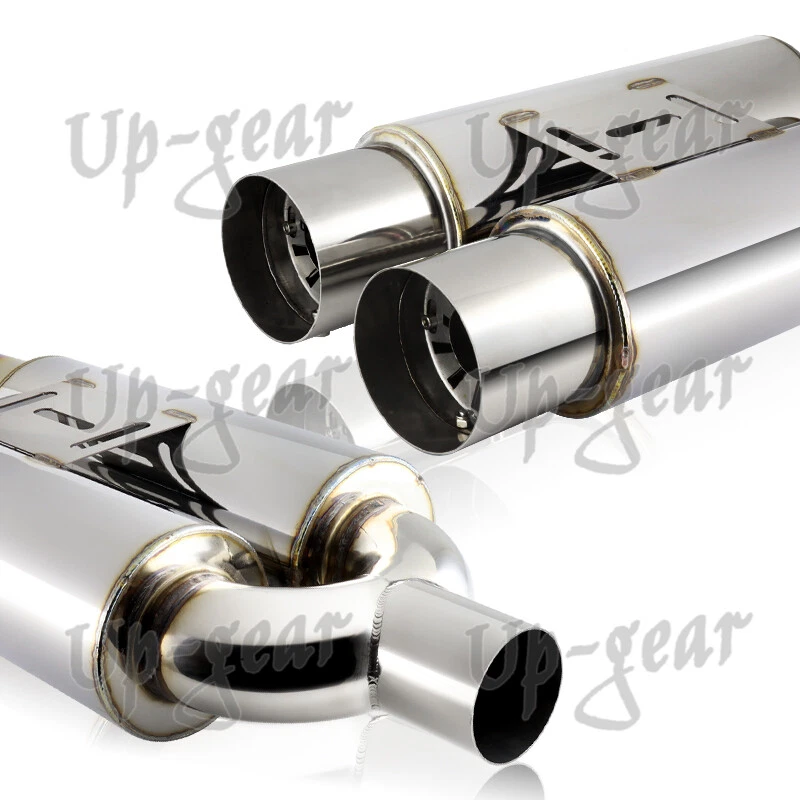 Silenciador Resonador Escape JDM Universal 3.5" Doble Punta Acero Inoxidable Entrada 2.5" Foto 4 de 4