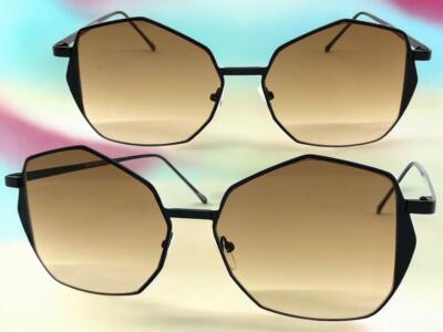 Classic Vintage Retro 70s Hippie Style SUN GLASSES Unique Black Frame Brown Lens
