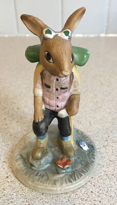 Vintage Salco Backpacking Hase Figur Keramik Sonnenbrille Wandern Camping