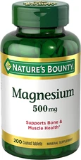 Nature's Bounty Magnesium 500mg, Bone and Muscle Health Whole Body Support 200ct