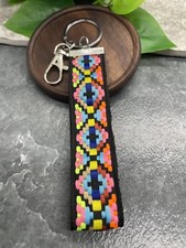 7.5" Stainless Steel Embroidered Cross Religious Wristlet Keychain New A3301