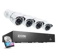 ZOSI 3K PoE Outdoor Security Camera System Human Detection 24/7 Recording 2TB