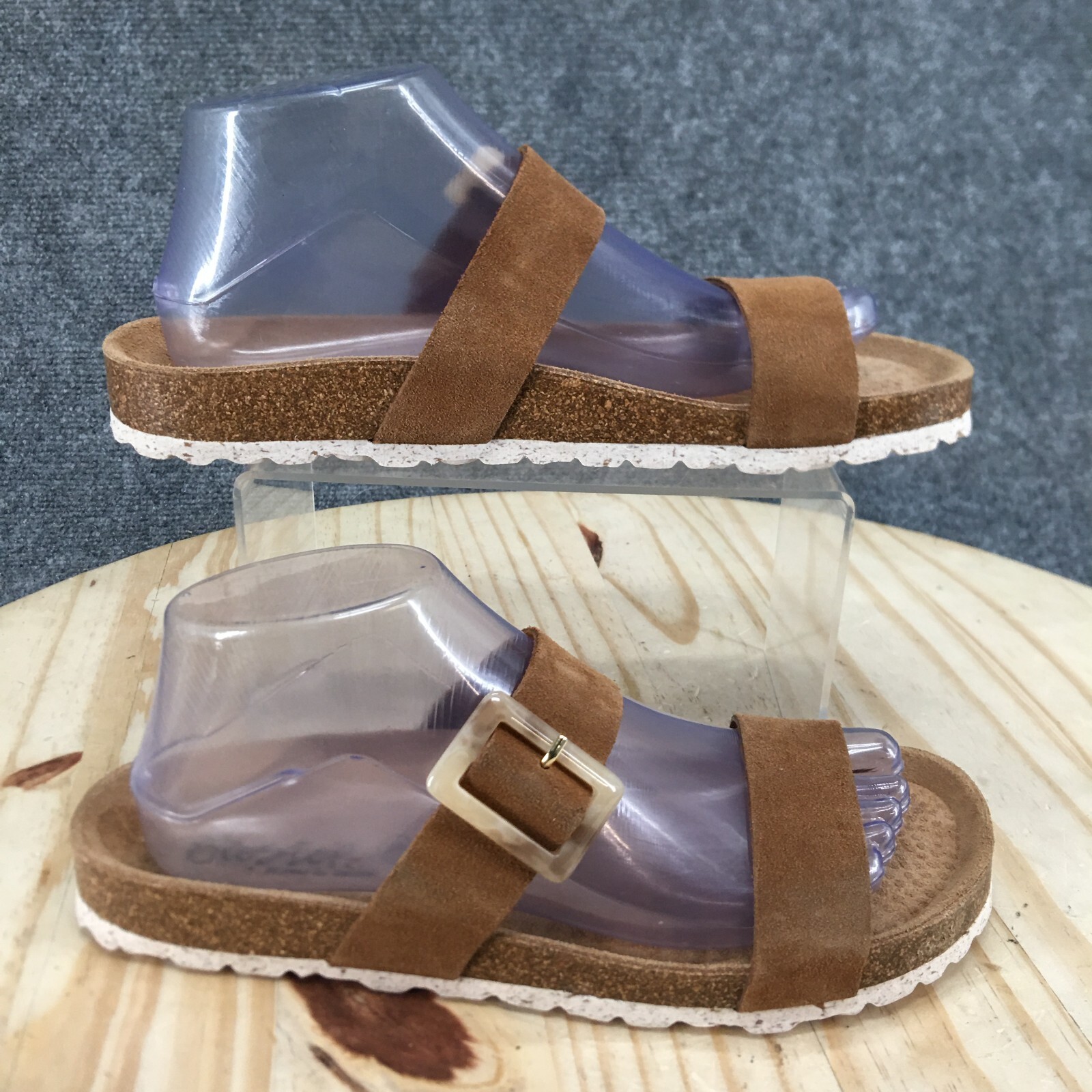 Biostep Sandals Womens Slip On Slides Brown Leather Casual