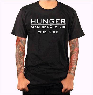 HUNGER man peel me a cow shirt fun shirt funny gift saying man new S1