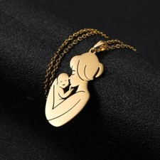 Gold Mother and Baby Women Heart Necklace - Pregnancy New Mother Baby Shower Mom