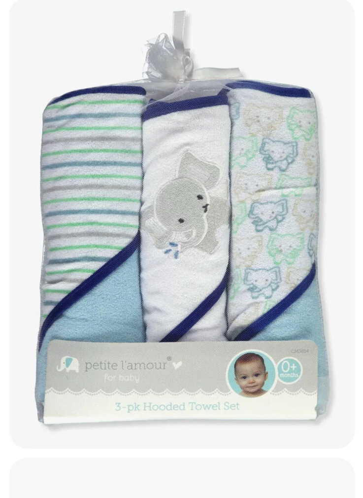 Petite L'amour Baby Boys' 3-Pack Hooded Towels