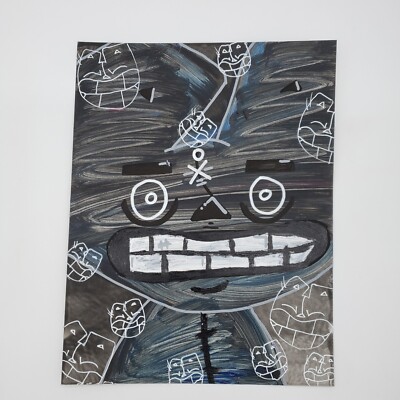 Original Outsider Art Acrylic Painting on paper by NYC graffiti artist PUKE