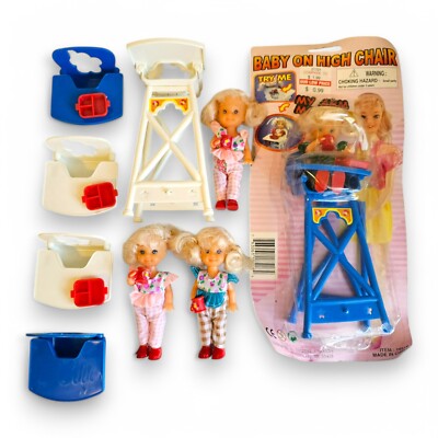 Coventry Products Baby On High Chair Lot of 4 Clone Dolls Blond Hair Outfits 4''