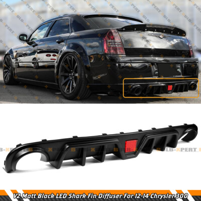 For 2012-2014 Chrysler 300 SRT V2 Matte Black Shark Fin LED Rear Bumper ...