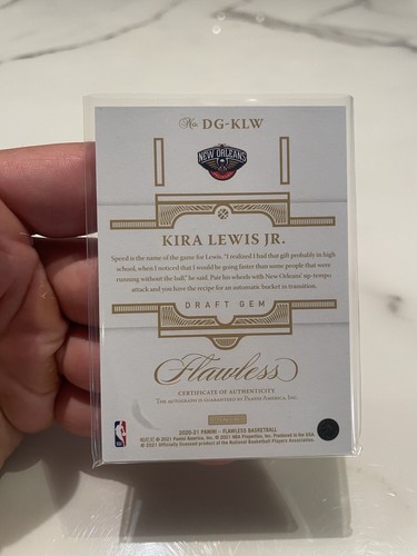 KIRA LEWIS JR 2020-21 PANINI FLAWLESS ROOKIE DRAFT GEM SIGNATURES AUTO RC /25 - Picture 2 of 2