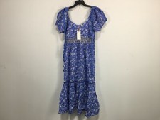 Love Shack Fancy Angie Short Sleeve Floral Maxi Dress, Women's Size 0 - Blue Jay