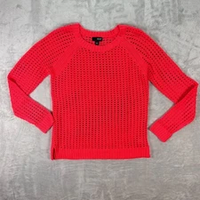 a.n.a. A New Approach Women's L Hot Pink Long Sleeve Open Knit Pullover Sweater