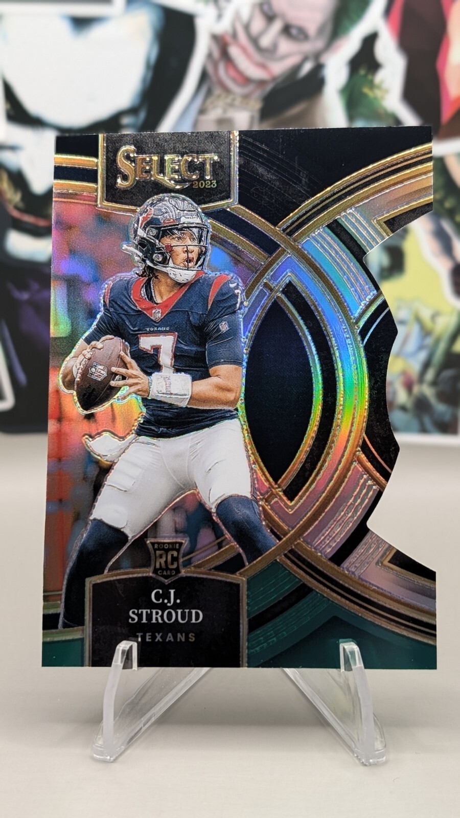 C.J. Stroud 2023 Panini Select #183 Premier Level Black & Green Prizm Die-Cut RC