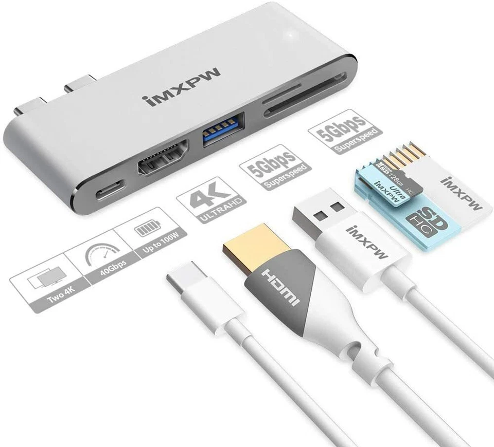 iMXPW Type-C to HDMI Multiport Adapter for New MBP 13”/15”, 40Gbps Thunderbolt 3 - Image 2 of 4
