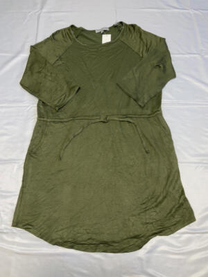 MSRP $48 Jamie & Layla Petite French Terry Shirt Tail Dress Green Size PL DEFECT