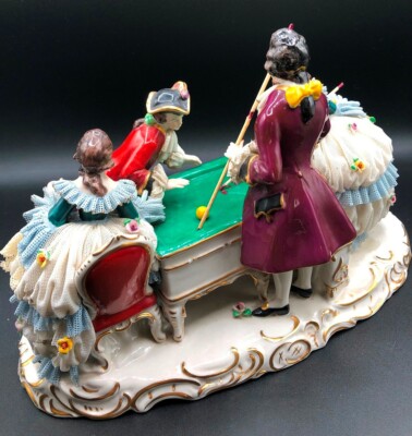 Antique Dresden Figurine Lace German Porcelain 7.5