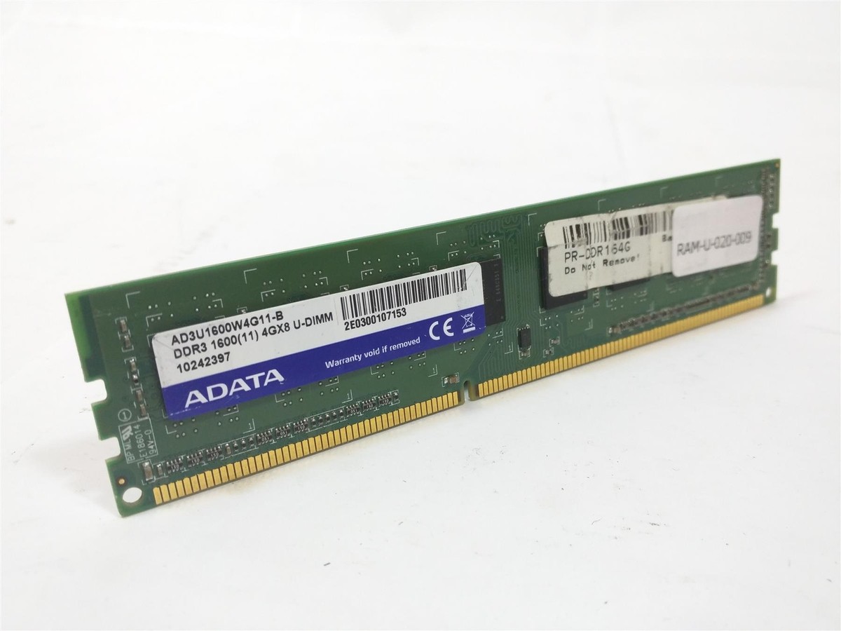 ADATA AD3U1600W4G11-B 4GB PC3-12800 DDR3-1600 240-Pin Desktop RAM